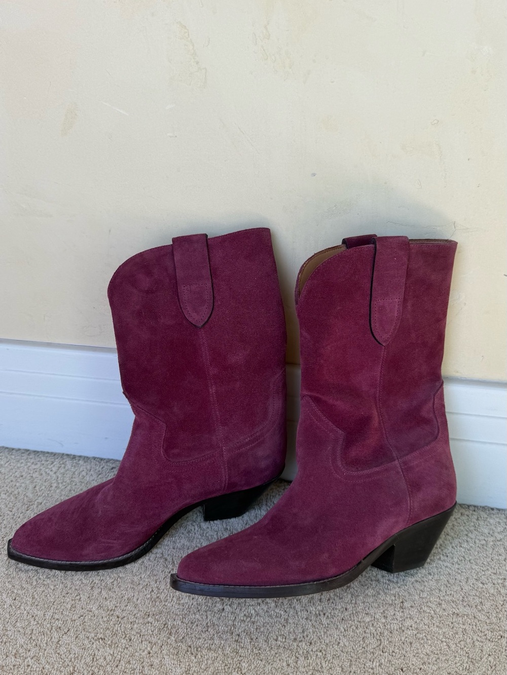 Isabel Marant Duerto Women's Suede Lace-Up Western Boots - Burgundy
